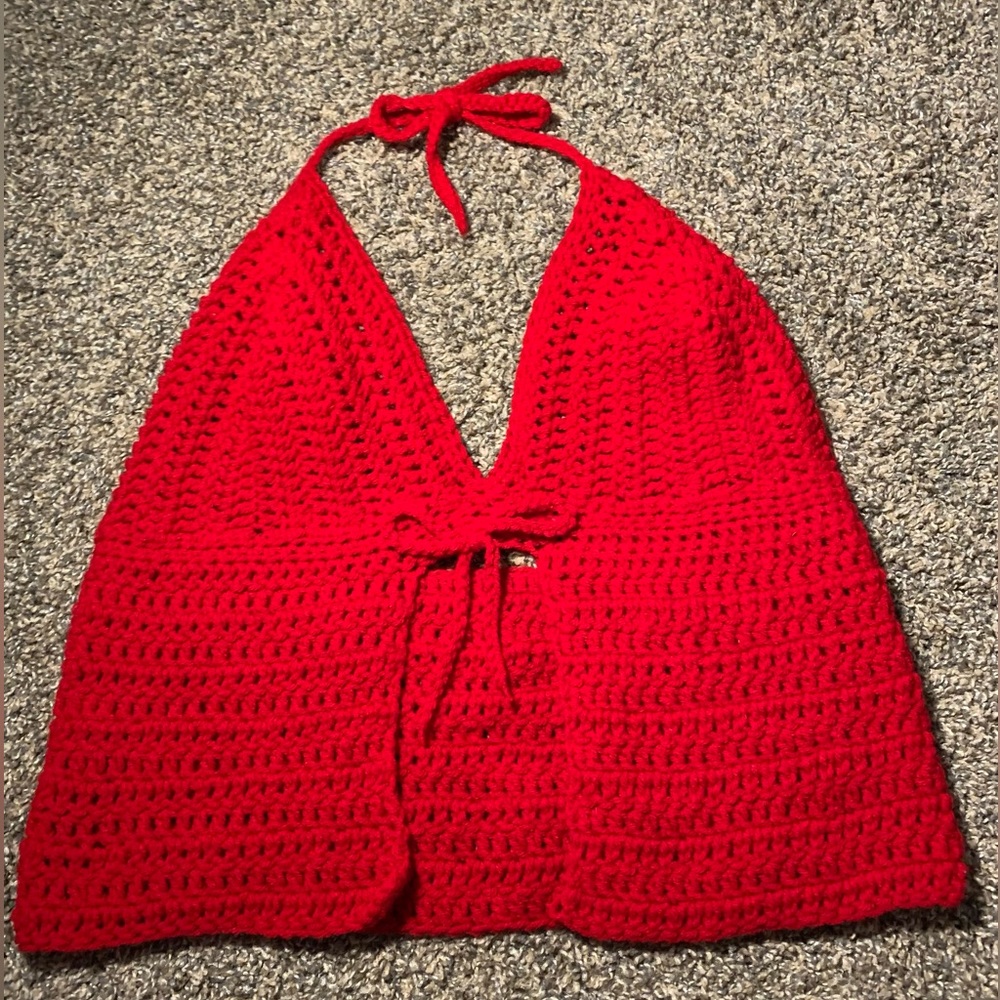 Red crochet top  M/L